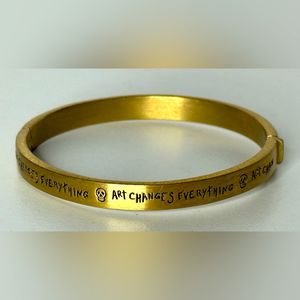 Zadig and Voltaire “Art Changes Everything” Brushed Gold Bracelet